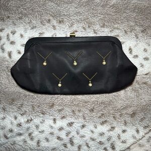 Elegant Black Clutch with Gold Accents